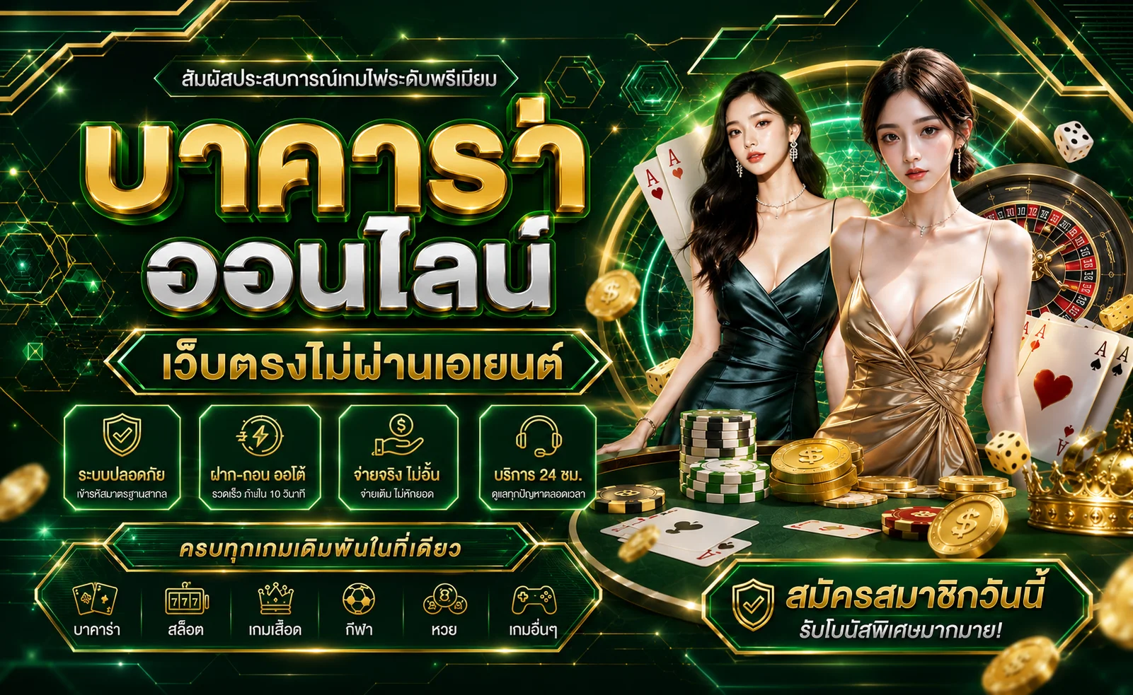 โต๊ะบาคาร่าออนไลน์และรูเล็ตสดในคาสิโน M69XBET