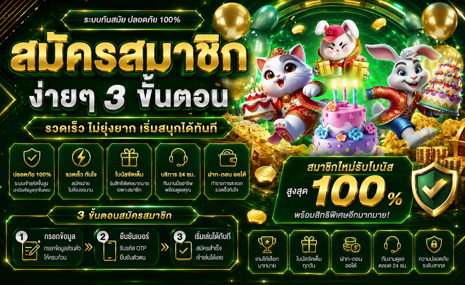 แบนเนอร์โปรโมชั่น M69XBET โบนัสฝากแรก 100% สมาชิกใหม่